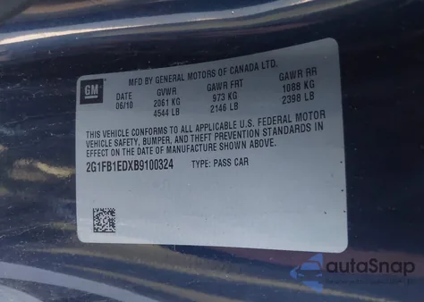 2011 Chevrolet Camaro 1Lt z USA, uszkodzony, nr VIN 2G1FB1EDXB9100324